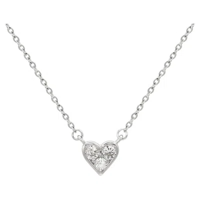 Pre-owned Suzy Levian White 14k White Gold .18 Cttw Diamond Heart Necklace