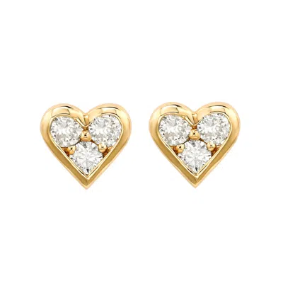 Suzy Levian White 14k White Gold 3/10 Diamond Heart Earrings