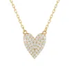 Suzy Levian White Cubic Zirconia Golden Sterling Silver Heart Necklace