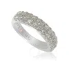 Suzy Levian White Cubic Zirconia In Sterling Silver Pave Half Eternity Ring