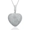 Suzy Levian White Cubic Zirconia Sterling Silver Pave Heart Pendant