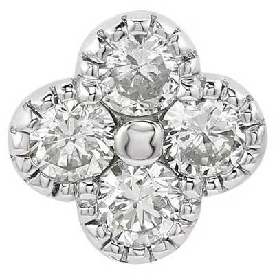 Pre-owned Suzy Levian White Gold 0.20 Cttw Diamond Clover Stud Earring