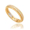 Suzy Levian White Sterling Silver Cubic Zirconia French Filigree Eternity Band In Gold
