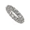 Suzy Levian White Sterling Silver Cubic Zirconia Pave U Shape Setting Eternity Band In White