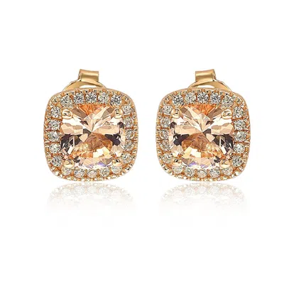 SUZY LEVIAN WHITE STERLING SILVER CUSHION CUT WHITE CUBIC ZIRCONIA HALO STUDS