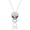 Suzy Levian White Sterling Silver White Cubic Zirconia Panther Ring Pendant Necklace