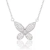 Suzy Levian White Sterling Silver White Cubic Zirconia Pave Butterfly Necklace In Metallic
