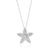 Suzy Levian White Sterling Silver White Cubic Zirconia Pave Curved Flower Pendant In Metallic