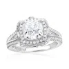 Suzy Levian White Sterling Silver White Cubic Zirconia Pave Engagement Ring In Metallic