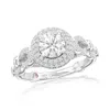 Suzy Levian White Sterling Silver White Cubic Zirconia Pave Halo Engagement Ring In Metallic