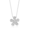 Suzy Levian White Sterling Silver White Cubic Zirconia Pave Round Flower Necklace In White