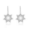 Suzy Levian White Sterling Silver White Cubic Zirconia Starburst Drop Earrings In Metallic