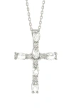 Suzy Levian White Topaz Cross Pendant Necklace In White