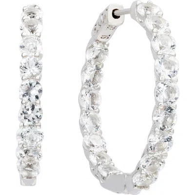 Suzy Levian White Topaz Hoop Earrings