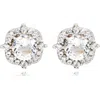 Suzy Levian White Topaz Stud Earrings In White