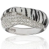 Suzy Levian Wild Side Sterling Silver Cubic Zirconia White Tiger Ring