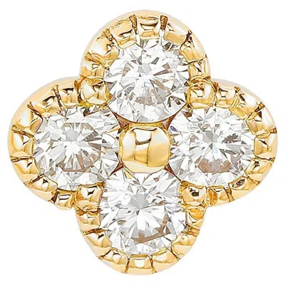 Pre-owned Suzy Levian Yellow Gold 0.20 Cttw Diamond Clover Stud Earring