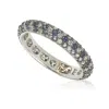 Suzy Levian Sterling Silver Sapphire & Diamond Accent Pave Eternity Band In Blue