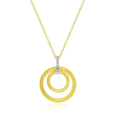 Suzy Levian Yellow Sterling Silver & Cubic Zirconia Coil Double Open Circle Pendant Necklace