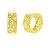 Suzy Levian Yellow Sterling Silver & White Cubic Zirconia Cutout Huggie Hoop Earrings In Gold
