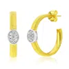 Suzy Levian Yellow Sterling Silver & White Cubic Zirconia Pave Coil Huggie Hoop Earrings In Gold