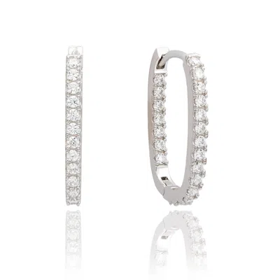 SUZY LEVIAN YELLOW STERLING SILVER & WHITE CUBIC ZIRCONIA PAVE PAPERCLIP HOOP EARRINGS