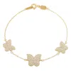 Suzy Levian Cubic Zirconia Butterfly Bracelet In Gold