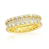 Suzy Levian Yellow Sterling Silver Cubic Zirconia White Baguette And Round Eternity Band In Gold