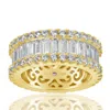 Suzy Levian Yellow Sterling Silver Cubic Zirconia White Baguette And Round Wide Eternity Band In White