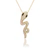 Suzy Levian Yellow Sterling Silver Cubic Zirconia Wild Snake Pendant In Gold