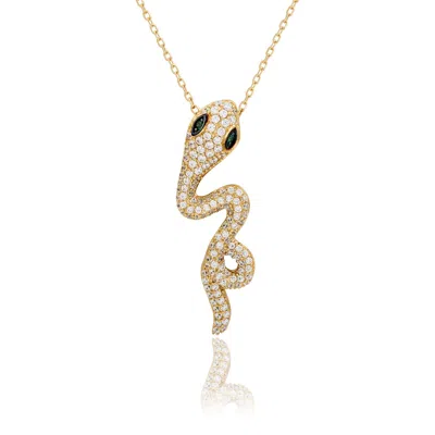 Suzy Levian Yellow Sterling Silver Cubic Zirconia Wild Snake Pendant In Gold