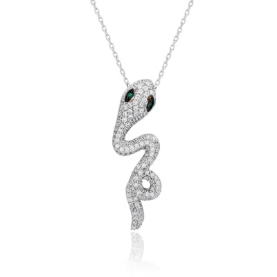 Suzy Levian Yellow Sterling Silver Cubic Zirconia Wild Snake Pendant In Metallic