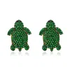 Suzy Levian Yellow Sterling Silver Green Cubic Zirconia Turtle Earrings In Green
