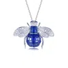 Suzy Levian Yellow Sterling Silver Invisible Set Orange White Cubic Zirconia Bumble Bee Pendant In Blue