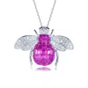 Suzy Levian Yellow Sterling Silver Invisible Set Orange White Cubic Zirconia Bumble Bee Pendant In Metallic