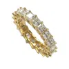 Suzy Levian Yellow Sterling Silver Princess Cut Cubic Zirconia Crossing Setting Eternity Band In Silver