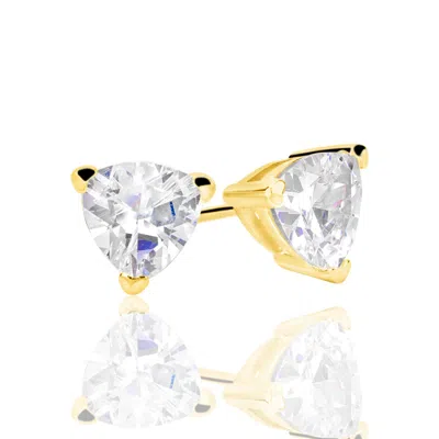 Suzy Levian Yellow Sterling Silver Trillion Shape Cubic Zirconia Studs