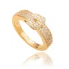 Suzy Levian Yellow Sterling Silver White Cubic Zirconia Buckle Ring In Gold