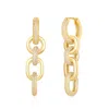 Suzy Levian Yellow Sterling Silver White Cubic Zirconia Chain Link Drop Earrings In Gold