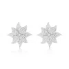 Suzy Levian Yellow Sterling Silver White Cubic Zirconia Large Pave Flower Earrings