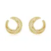 Suzy Levian Yellow Sterling Silver White Cubic Zirconia Open Circle Pave Earrings In Gold