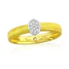 Suzy Levian Yellow Sterling Silver White Cubic Zirconia Oval Coil Ring In Gold