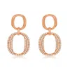 Suzy Levian Yellow Sterling Silver White Cubic Zirconia Oval Shape Drop Earrings In Gold