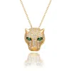 Suzy Levian Yellow Sterling Silver White Cubic Zirconia Panther Pendant Necklace In Gold