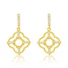 Suzy Levian Yellow Sterling Silver White Cubic Zirconia Trellis Filigree Drop Dangle Earrings In Gold