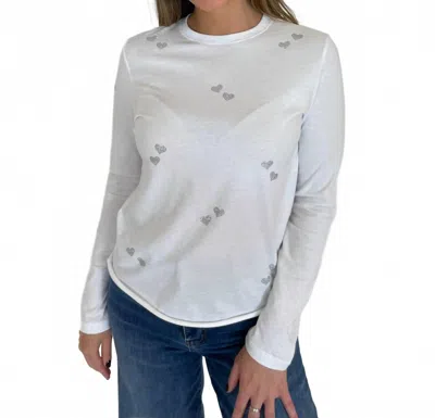 Suzy T Crystal Heart T-shirt In White