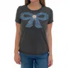 Suzy T Leti Charm Tee With Denim Bow In Grey/denim In Gray