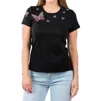 Suzy T Samy Butterflies Top In Black In Black