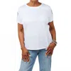 Suzy T Women's Stars Cut Out Sleeve Top In White In White
