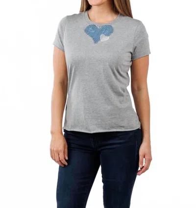 Suzy T Women's Nina Double Heart Top In Light Grey In Gray